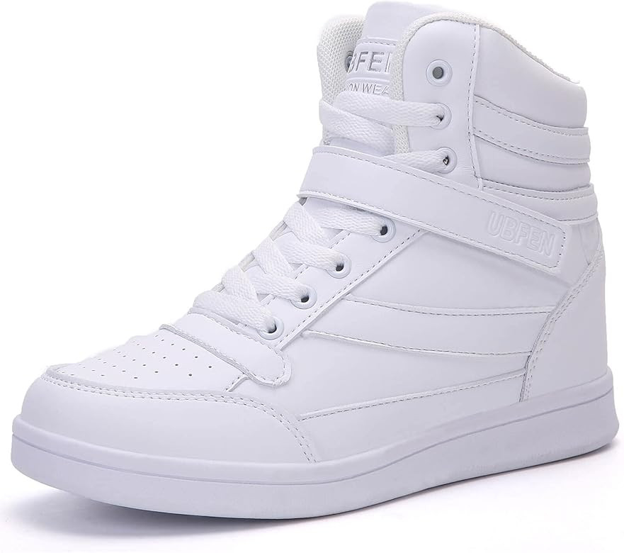 UBFEN Womens high top Ankle Support Sneakers Vibrant Colour Hidden Wedge Heel Retro 80s Tennis Sh... | Amazon (US)