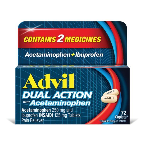 Advil Dual Action Coated Caplets With Acetaminophen, 250 Mg Ibuprofen and 500 Mg Acetaminophen Pe... | Walmart (US)