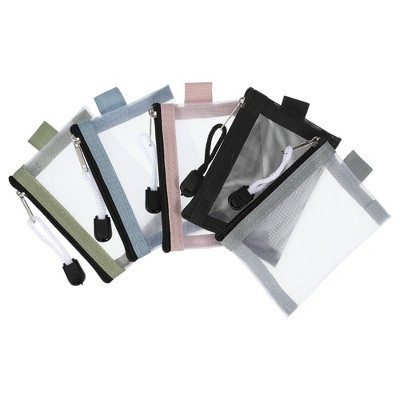 Unique Bargains Portable Mini Zipper Mesh Bags 4.33"x2.95" Black Blue Green Pink Gray 5 Pcs | Target