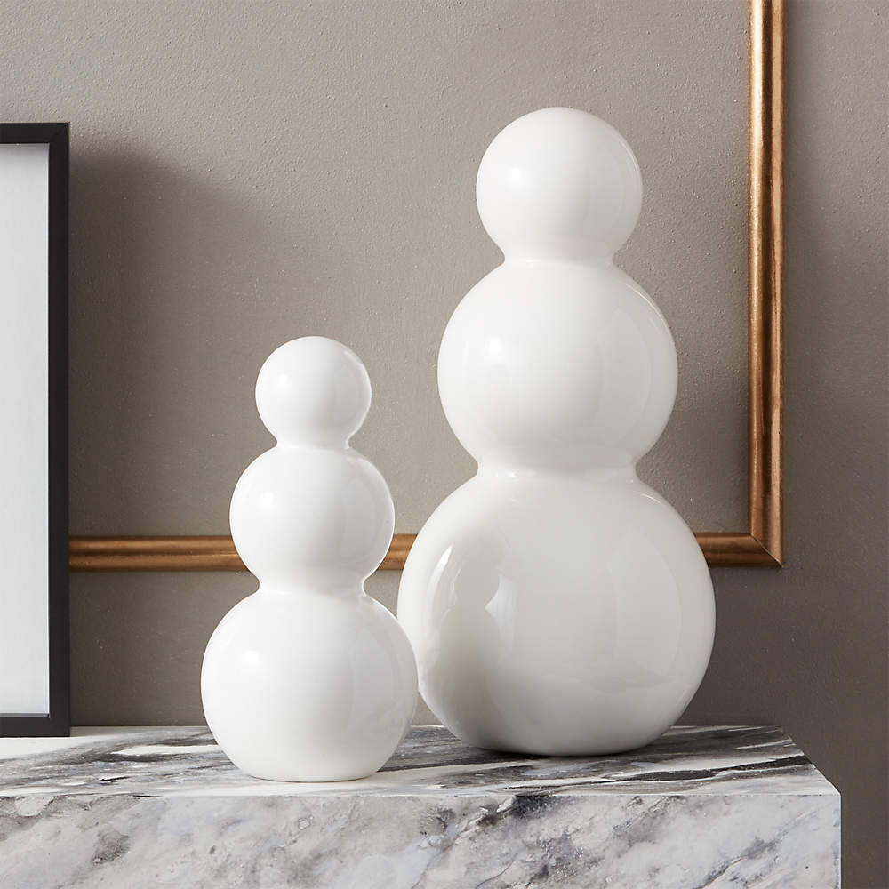 White Glass Holiday Snowman 4" + Reviews | CB2 | CB2