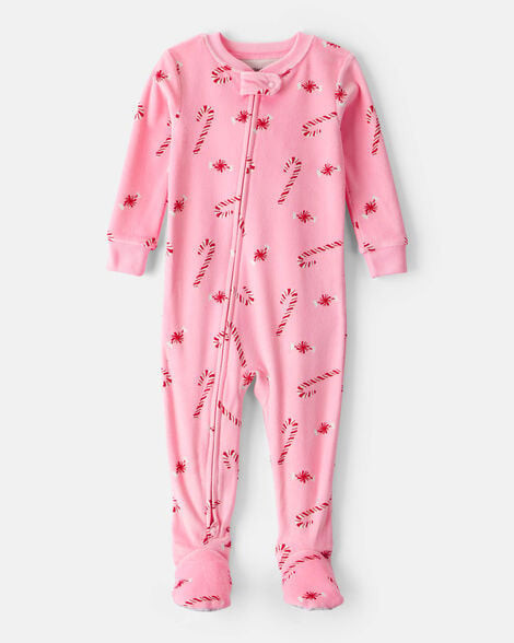 Carter's Baby Girls Girl Peppermint Print DreamPlush Long-Sleeve Snug Fit 1-Piece Pajamas - Pink 24M Pink | Carter's Inc