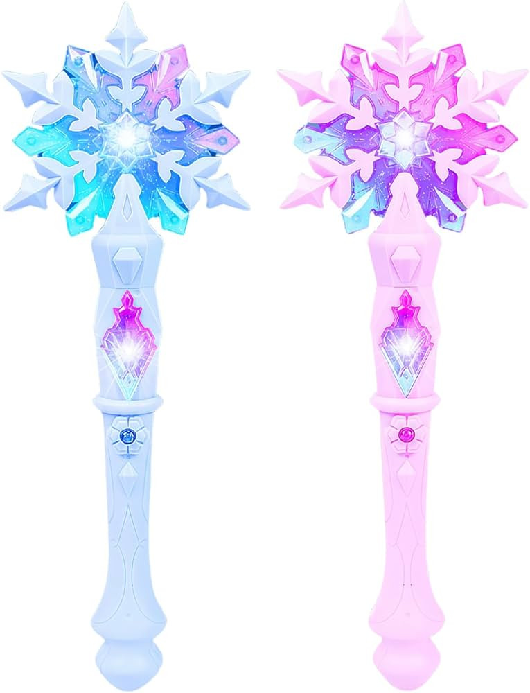 2Pcs Light Up Snowflake Wand, Princess Wand with Sound for Kids Girls Toy Wands Christmas Party F... | Amazon (US)