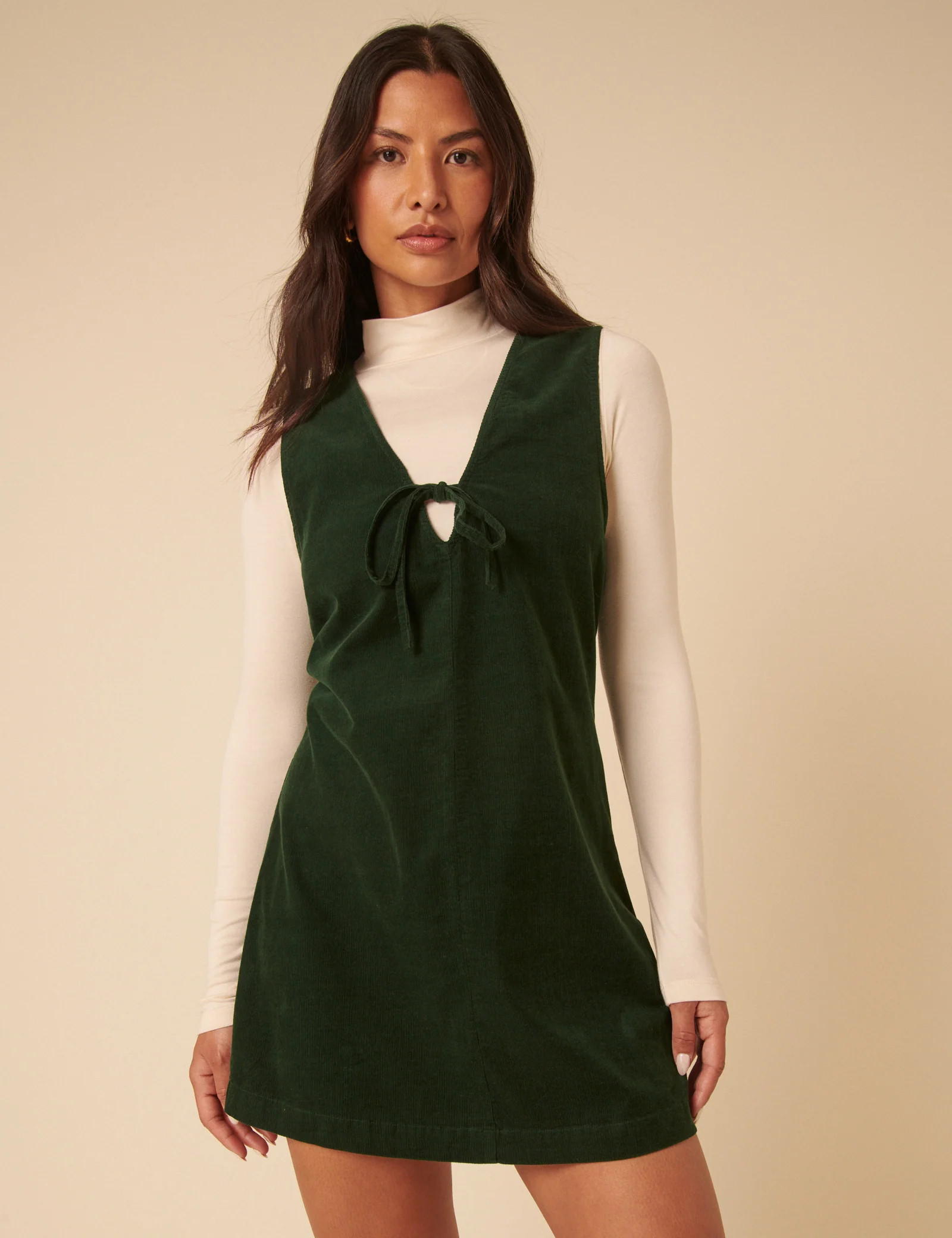 Forest Green Nila Pinafore Mini Dress | Nobody's Child