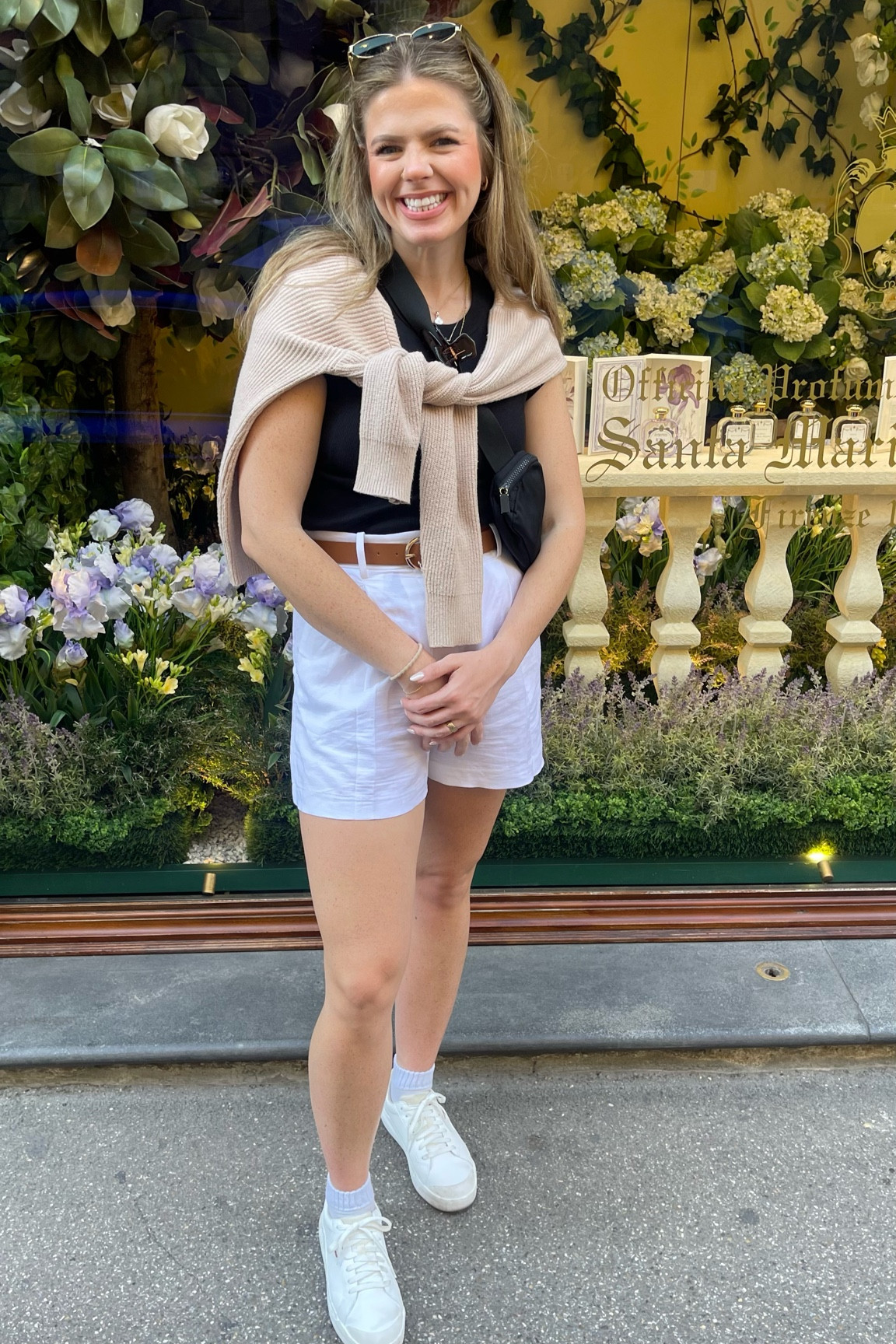 H&M linen shorts travel sneakers Amazon sweater and belt old navy ripped top tts 

#LTKeurope #LTKtravel #LTKsummer