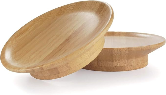 BambooMN Dual Use Bamboo Coasters/Glass Topper, 4" - Vertical Cut - Round - 4 Piece Set | Amazon (US)