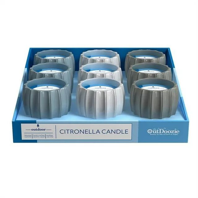 Outdoozie 8048434 4 in. Ceramic Contour Citronella Candle, Assorted Color - Pack of 9 | Walmart (US)