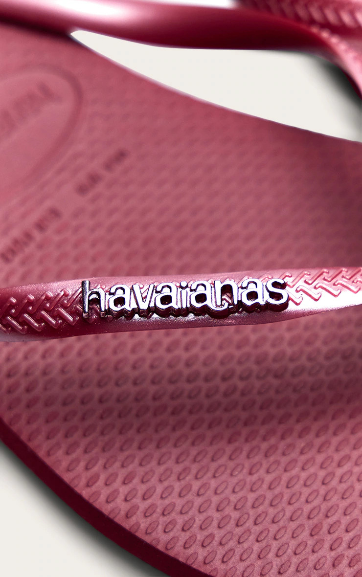 Burgundy Havaianas Slim Square Logo Flip Flops | PrettyLittleThing UK