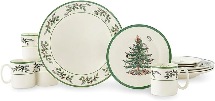 Spode Christmas Tree 12-Piece Dinnerware Set (Service for 4) - Festive Holiday Tableware with Pla... | Amazon (US)