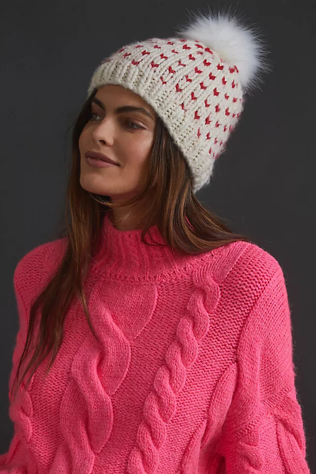 Pommed Hearts Beanie | Anthropologie (US)