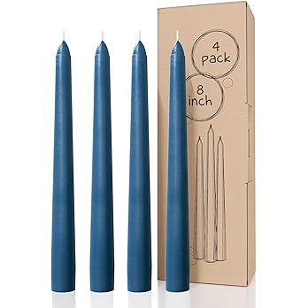 CANDWAX Dark Blue 8 inch Taper Candles Pack of 4 - Long Burning Unscented Smokeless Dripless Tall... | Amazon (US)