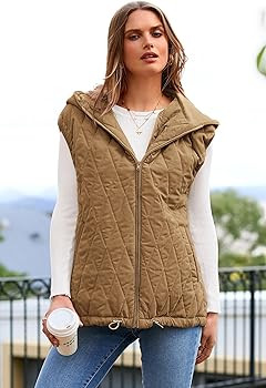 PRETTYGARDEN Women's Fall Quilted Vest Casual Sleeveless Hooded Zip Up Jacket Winter Coat Outerwe... | Amazon (US)