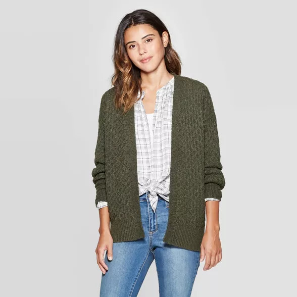 Women's Honeycomb Long Sleeve Open Neck Layering Sweater - Universal Thread™ | Target