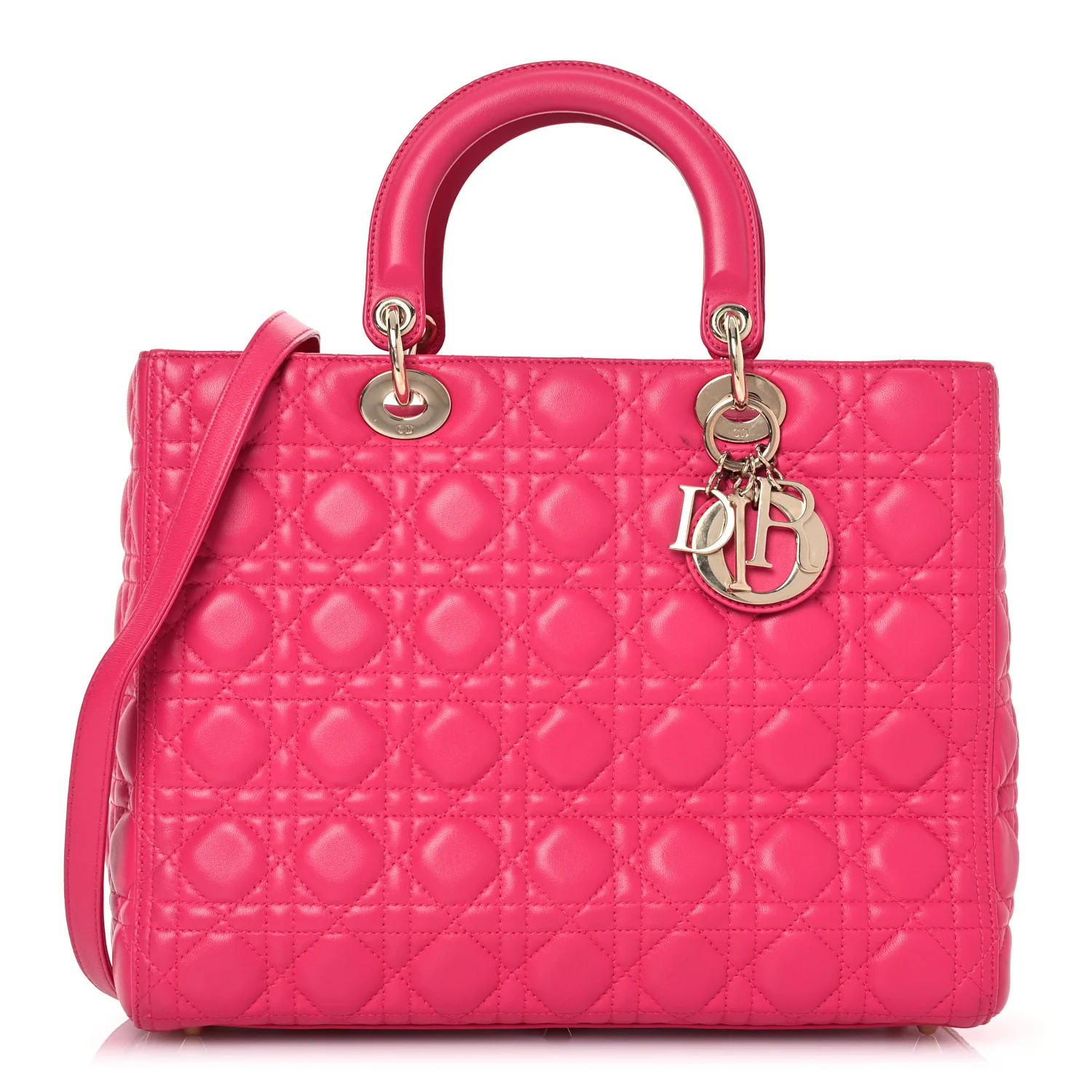 Lambskin Cannage Large Lady Dior Pink | FASHIONPHILE (US)