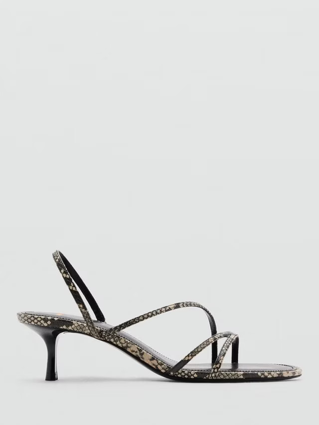 Mango Marga Kitten Heel Strappy Sandals, Grey | John Lewis (UK)