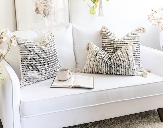 Cream Black Throw Pillow Cover Wool Blend Decorative Sofa | Etsy | Etsy (US)