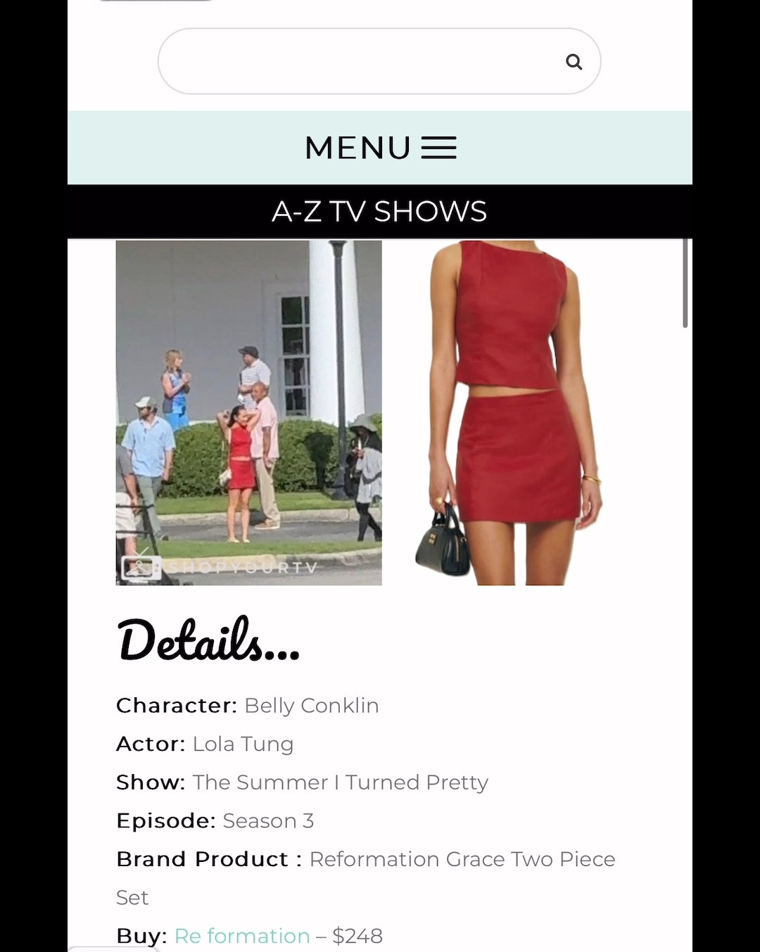 Belly’s Linen set on the summer I turned pretty season 3 behind the scenes video. 

More on shopyourtv.com