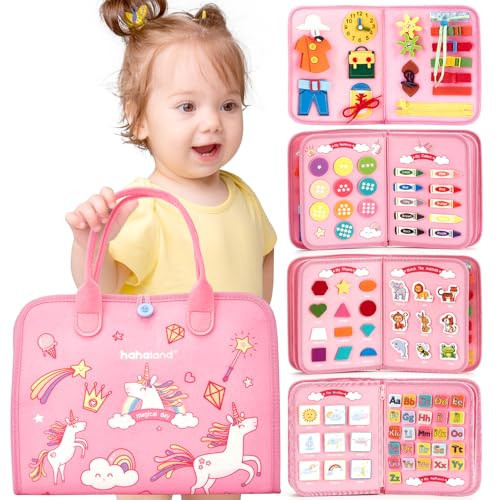 hahaland Busy Board - Montessori Toys for 2 Year Old Girl Birthday Gift, Preschool Learning Activities, Educational Toddler Easter Basket Stuffers Girls Travel Toys for Ages 2-4 Two Year Old Gifts | Amazon (US)