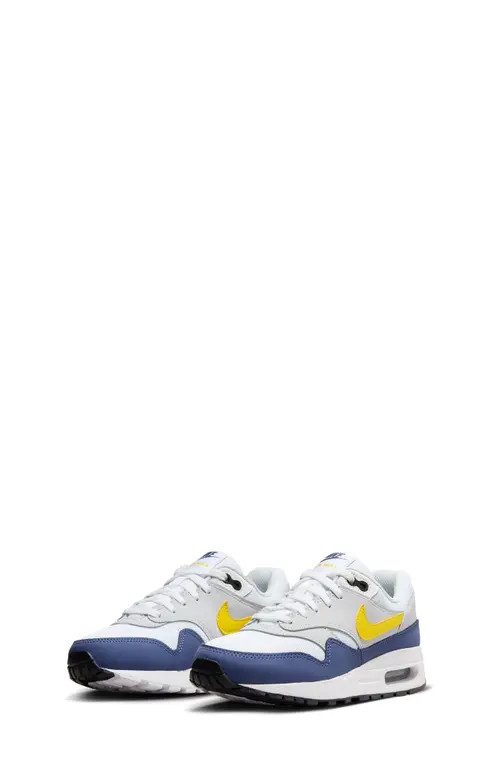 Nike Kids' Air Max 1 Sneaker in White/Tour Yellow/Blue at Nordstrom, Size 3.5 M | Nordstrom