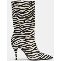 Zara - Animal Print Leather Heel Booties - Zebra - 6 - Woman | Zara US