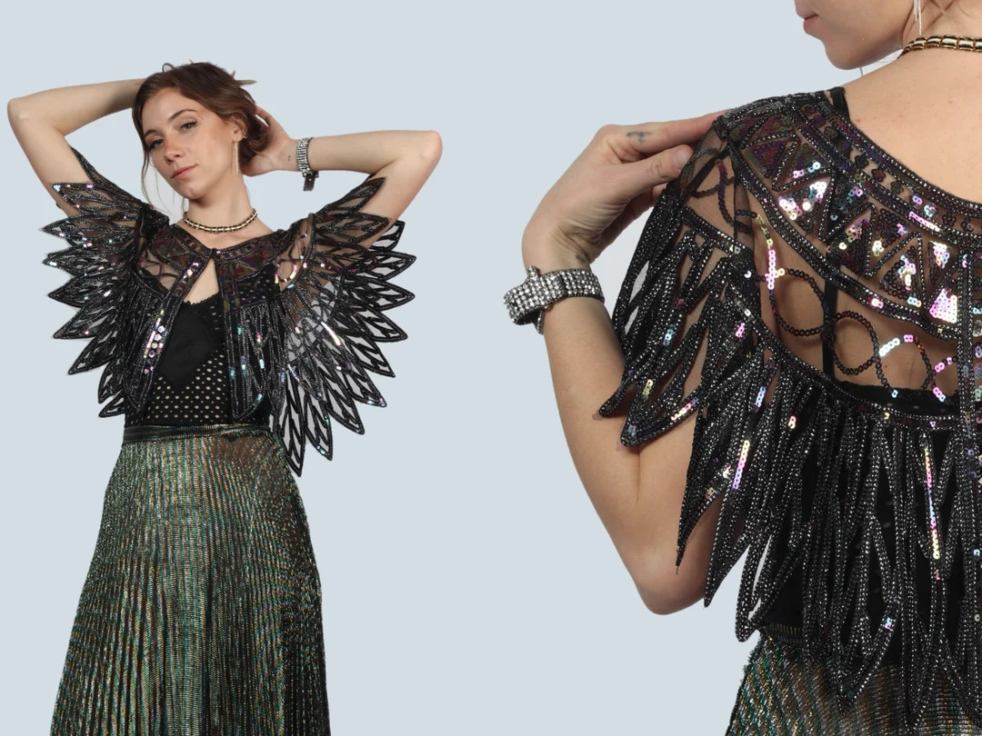 Sequin Cape / Beaded Art Deco Style Jacket | Etsy (US)
