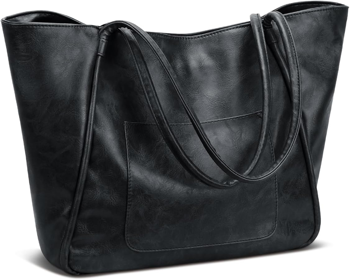 KKXIU Large Tote Bag for Women with Zipper Work Leather Travel Purse and Handbags | Amazon (US)