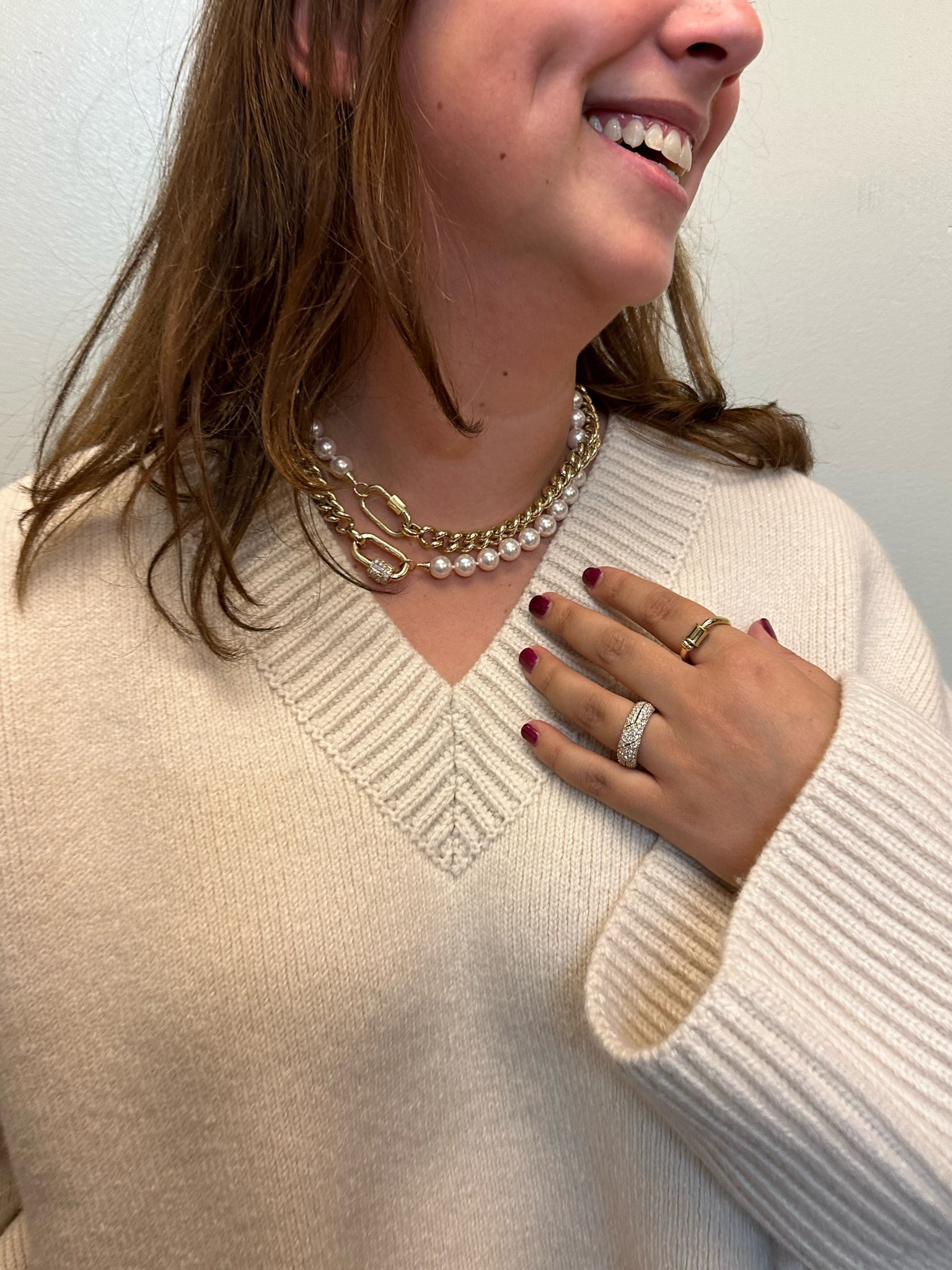 Been loving this Khaite sweater with huge sleeves and playing dress up in these jewels by Marla Aaron 💎 couldn’t find my exact jewels but linked some fun ones 

#LTKfit #LTKSeasonal