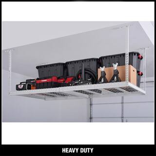 96 in. W x 42 in. H x 32 in. D Adjustable Height Metal Heavy-Duty Overhead Garage Storage Rack in... | The Home Depot