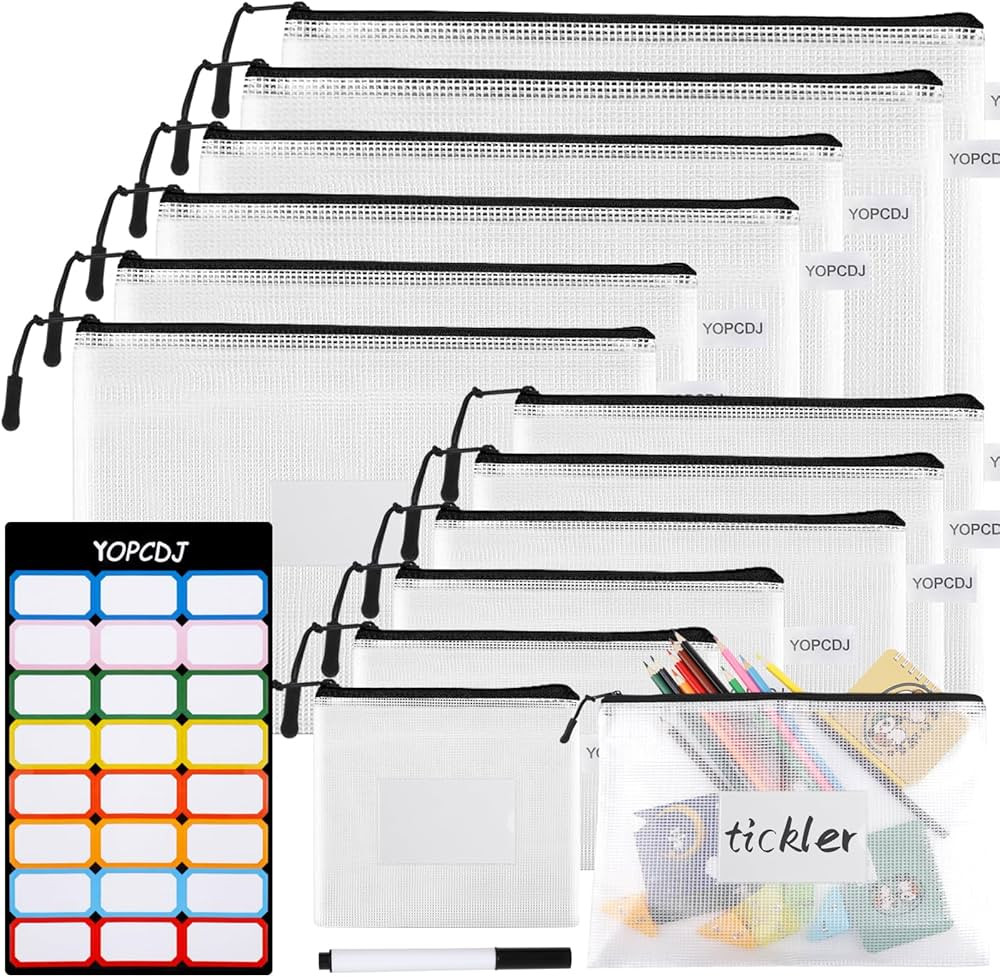 12pcs Mesh Zipper Pouch Bags, Puzzle Bag for Organizing, 8 Size Classroom Must Have Storage Bag, ... | Amazon (US)