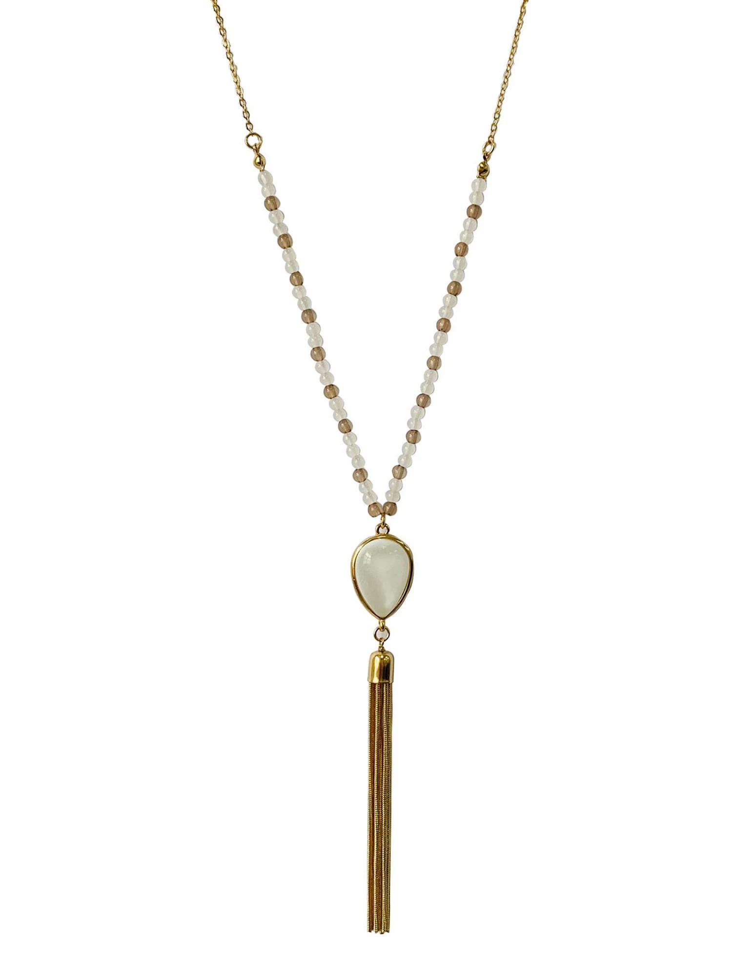 Time And Tru Eb White Beaded With Tassel Drop Necklace | Walmart (US)