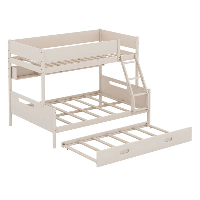 Jadelin Wood Twin over Full Bunk Bed with Storage Shelves and Trundle | Wayfair North America