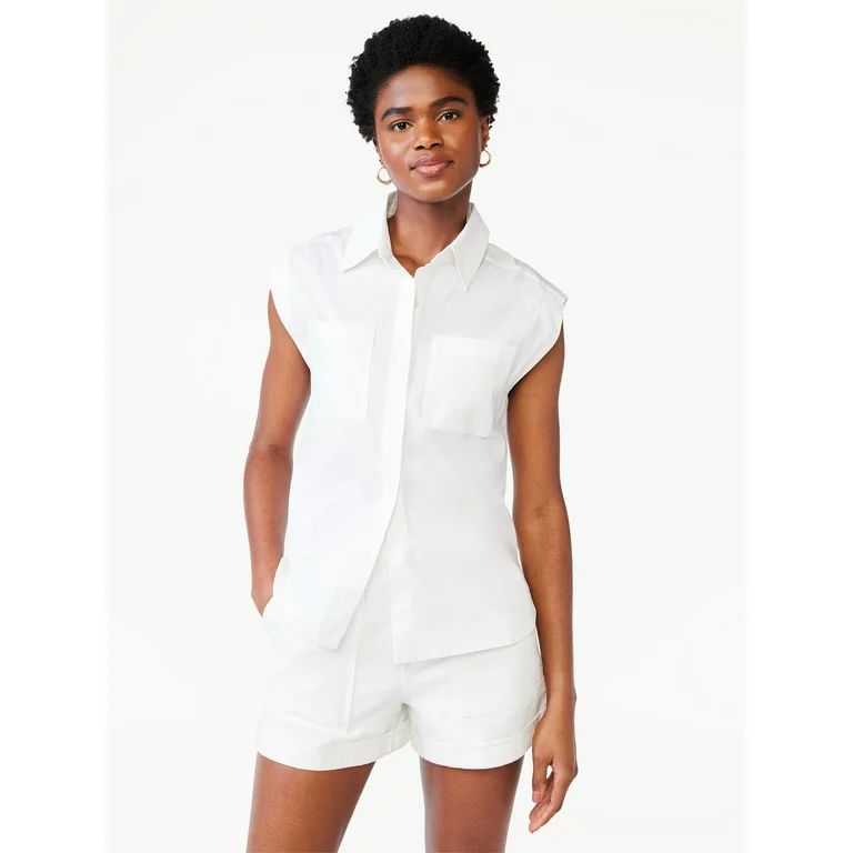 Scoop Women's Sleeveless Button Up Shirt | Walmart (US)