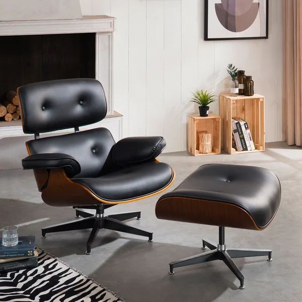 Latvia Mid-century Lounge Chair Set by Corvus - Black | Bed Bath & Beyond