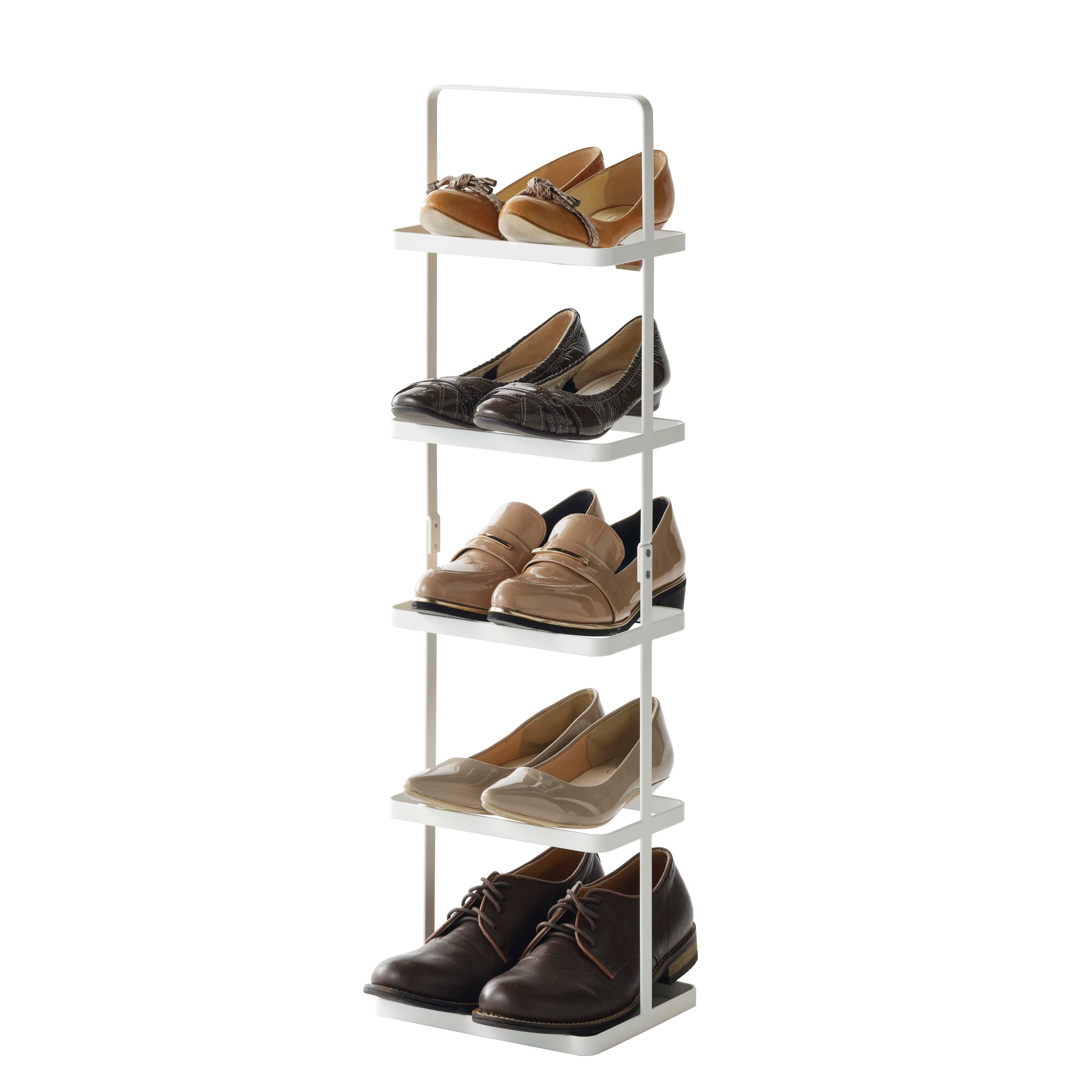 Yamazaki Home Compact Modern Metal Shoe Rack Stee Tall White | Amazon (US)