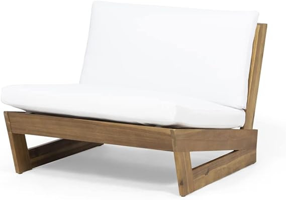 Great Deal Furniture Emma Outdoor Acacia Wood Club Chairs with Cushions (Set of 2), Teak and Whit... | Amazon (US)