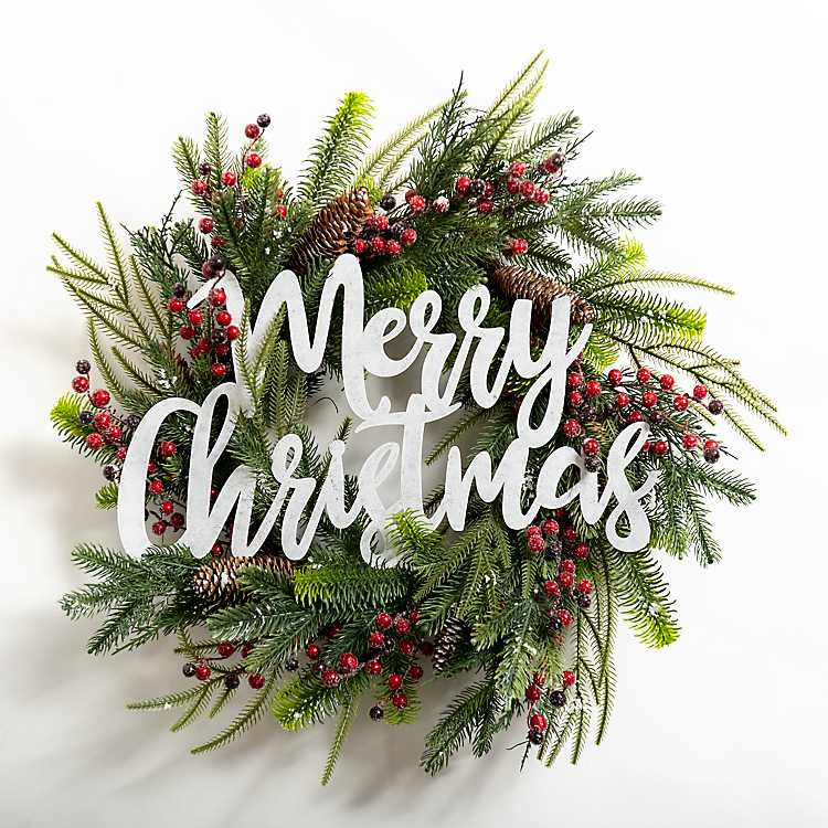 Pine and Berry Merry Christmas Wreath | Kirkland's Home