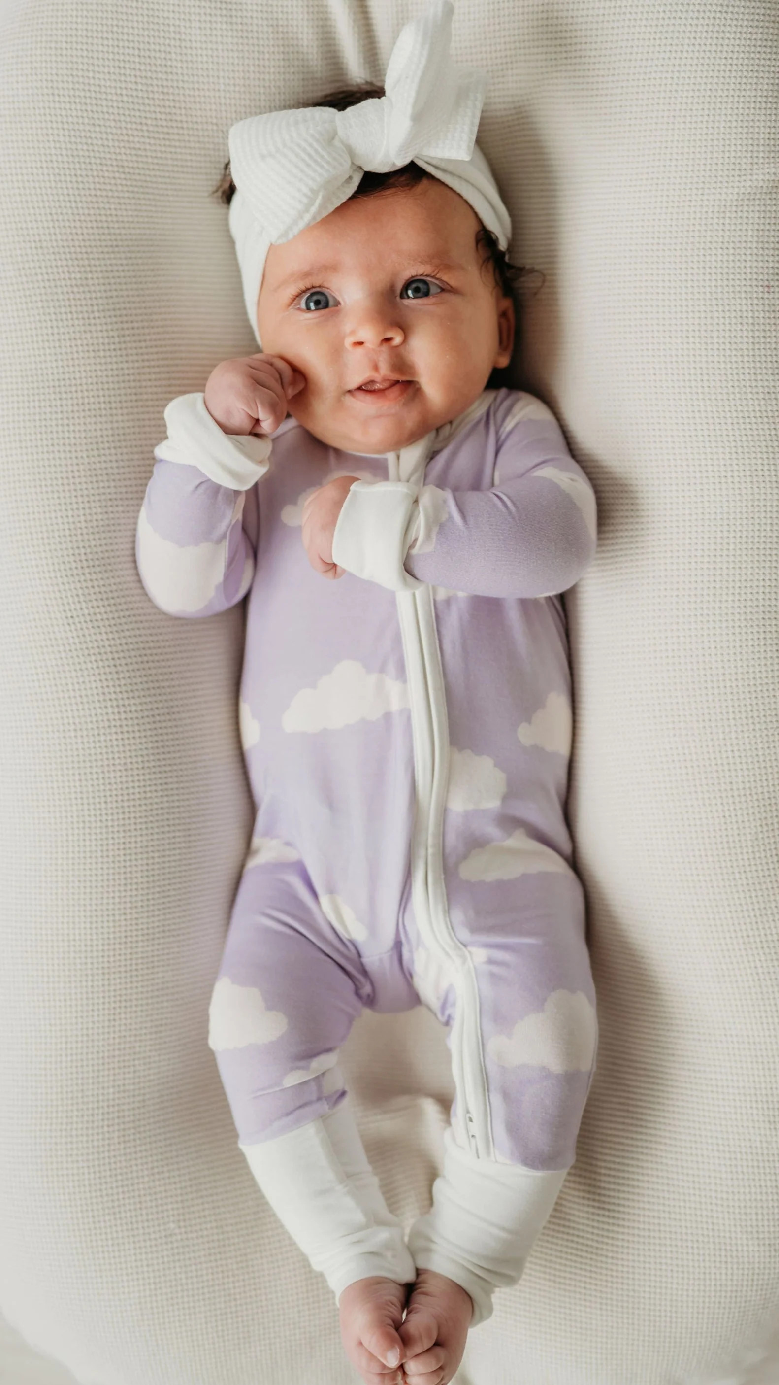 Infant Romper in Lavender Skies | Silks Design