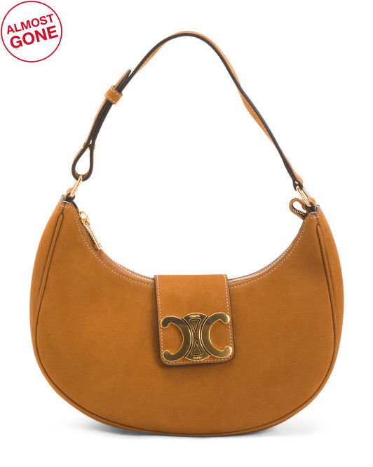Made In Italy Nubuck Leather Medium Ava Triomphe Handbag | TJ Maxx