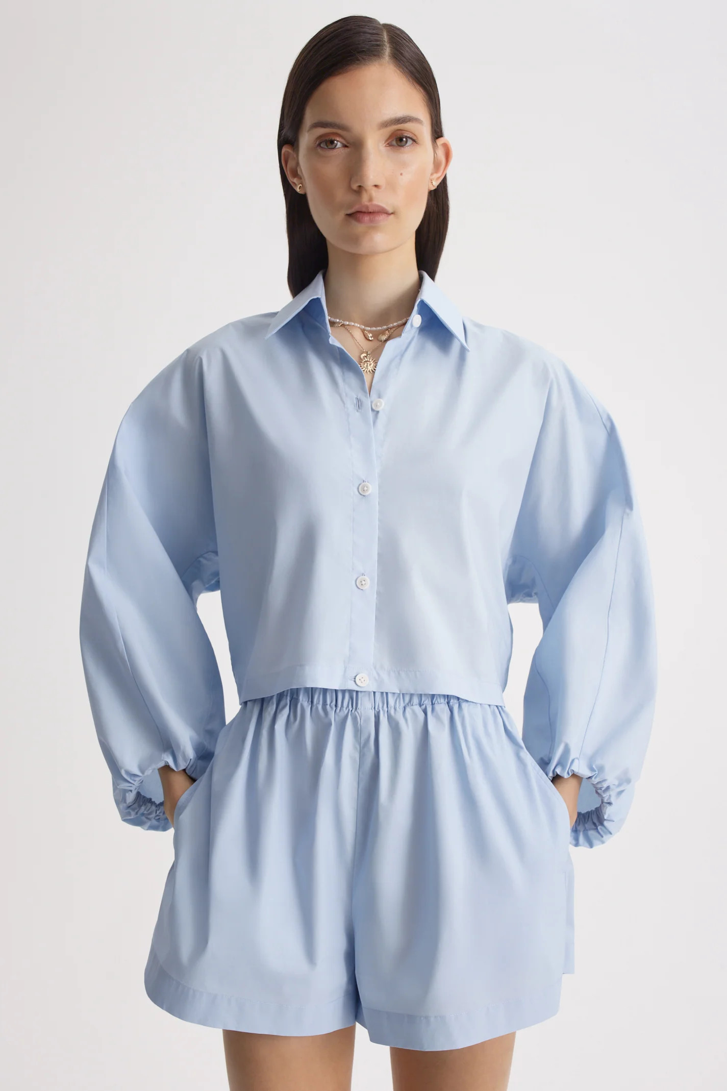 PARACHUTE COTTON GATHER SHIRT - CLOUD - Scanlan Theodore | Scanlan Theodore