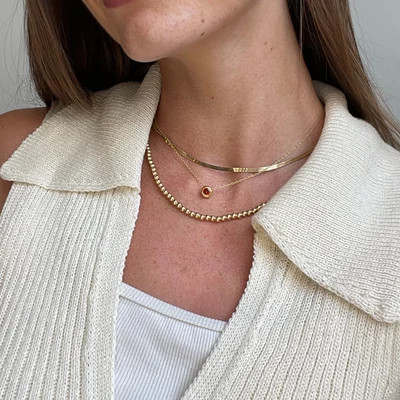 18K Gold Birthstone Pendant Necklace - Garnet | BaubleBar