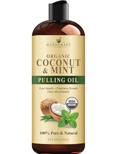 Handcraft Coconut Oil Pulling for Teeth and Gums with Peppermint Oil - Organic Coconut Oil Pulling Oil Mouthwash for Fresh Breath, Oral Health and Cleaner Teeth and Gums - 8 Fl oz | Amazon (US)