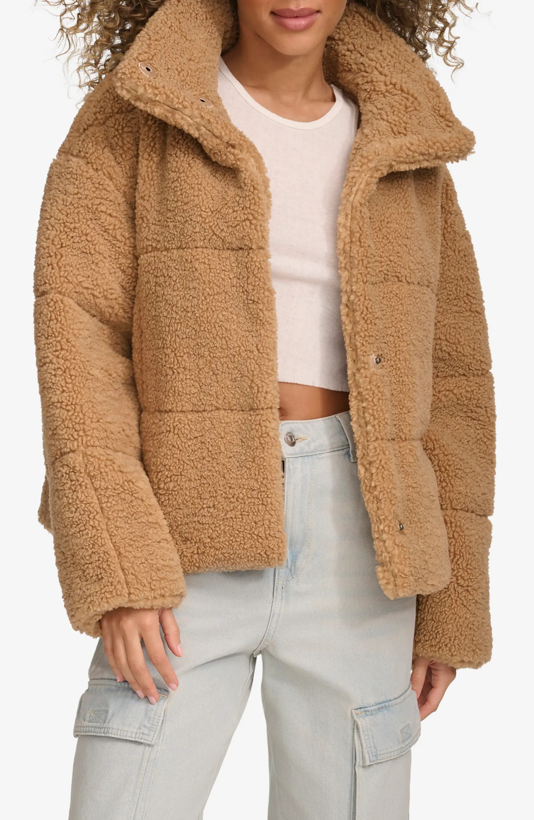 Levi's® Quilted Faux Fur Short Teddy Jacket | Nordstrom | Nordstrom