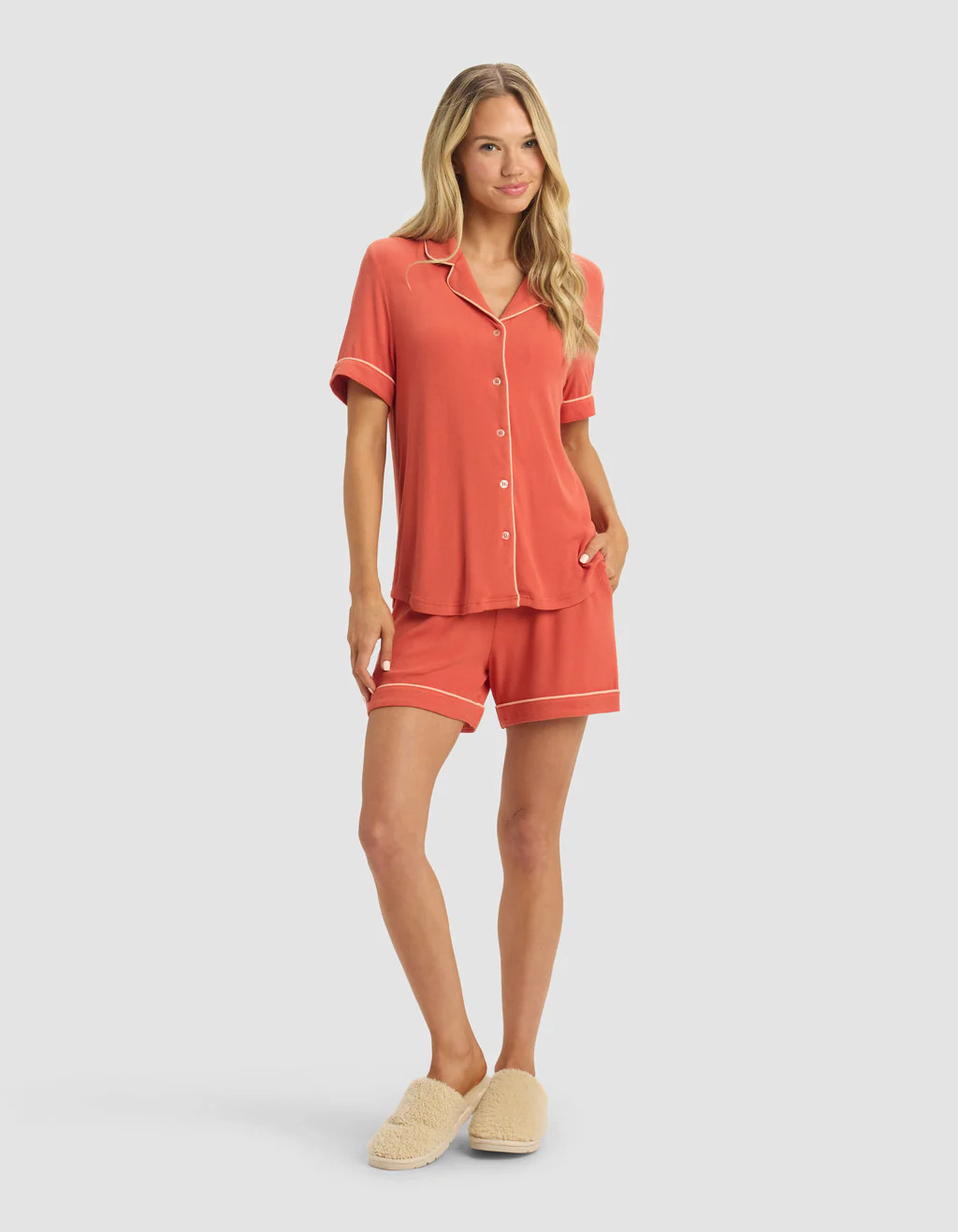 Women's Bamboo Rib-Knit Classic Short Sleeve Pajama Set | Cozy Earth