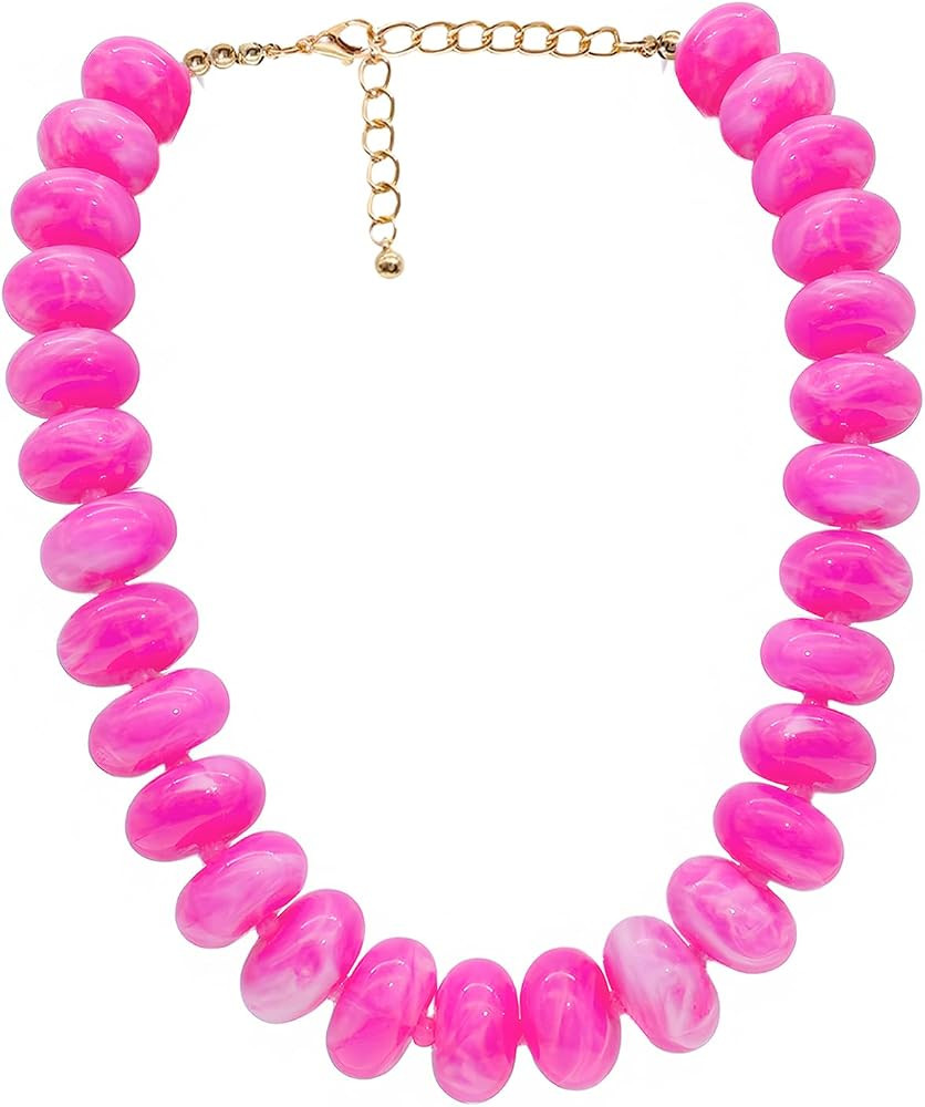 Chunky Beaded Necklace for Women Large Big Bead Choker Necklaces Trendy Boho Bold Statement Beads... | Amazon (US)
