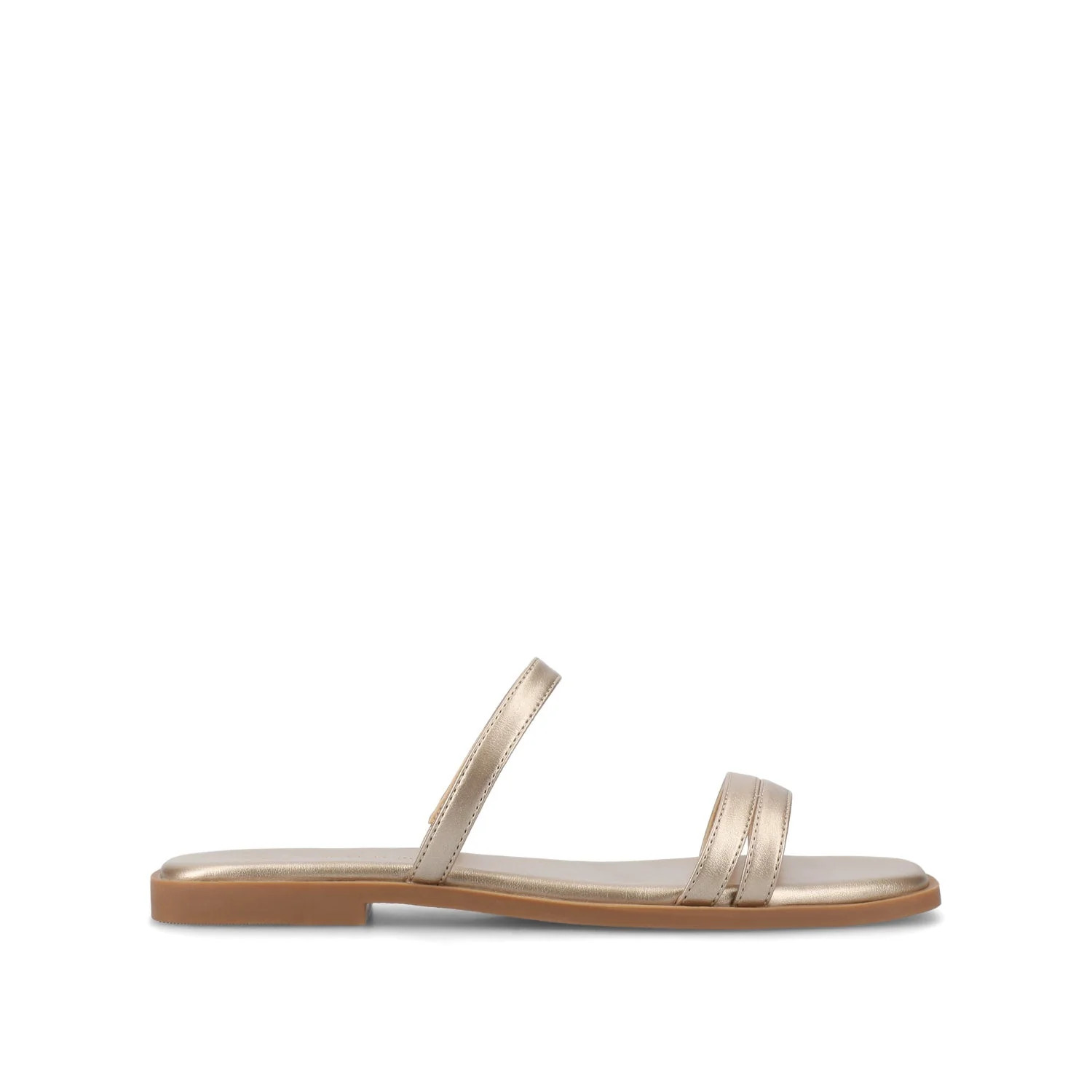 BRISA SLIDE SANDALS IN VEGAN LEATHER - Gold PU | Journee Collection