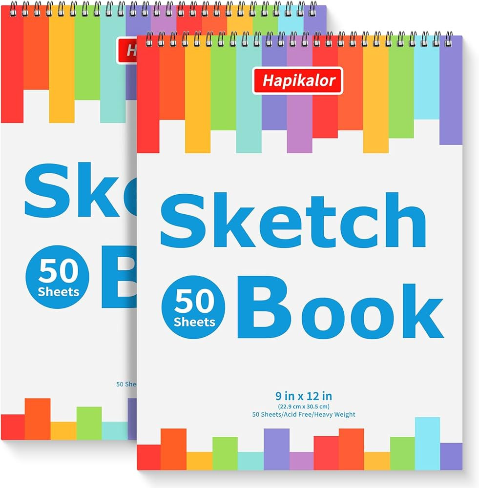 9" x 12" Sketch Book, 2-Pack 50 Sheets Spiral Bound Art Sketchbook, Acid Free Artist Drawing Book... | Amazon (US)