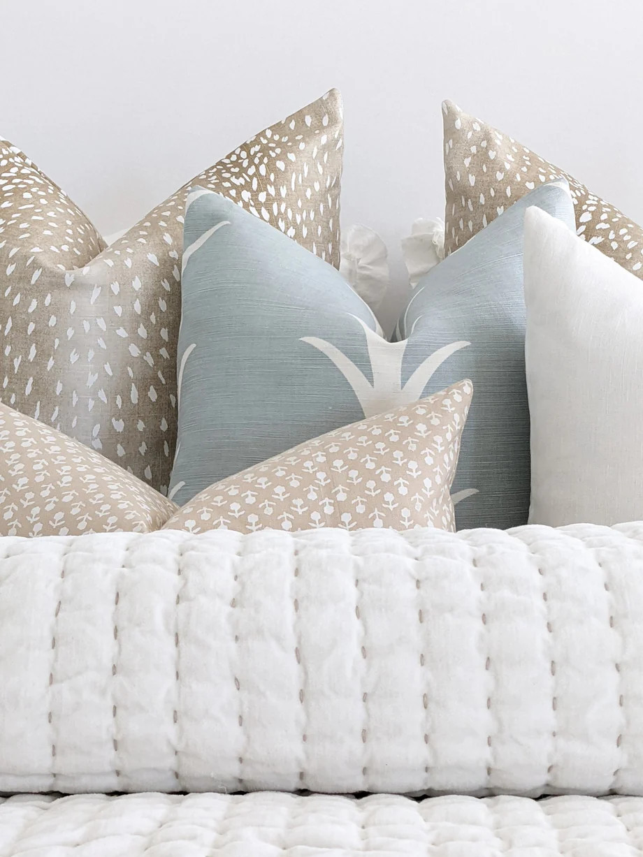 Antelope Fawn Pillow Cover | Neutral Animal Print Linen Accent Pillow | Land of Pillows