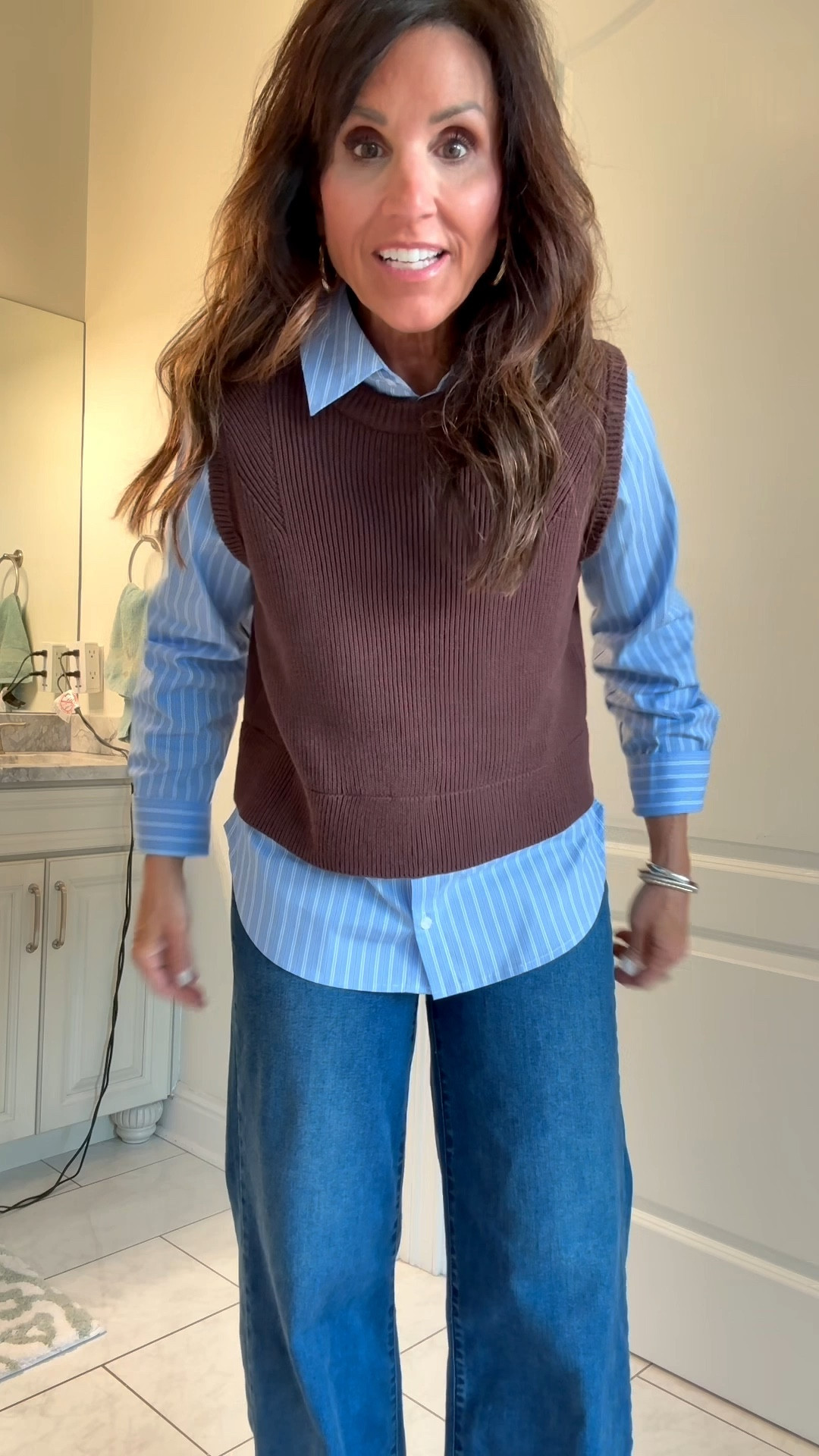 What I’m wearing to a Friendsgiving. 
I’m wearing a small in the top and a 27 in the denim  

#LTKOver40 #LTKootd #LTKSeasonal