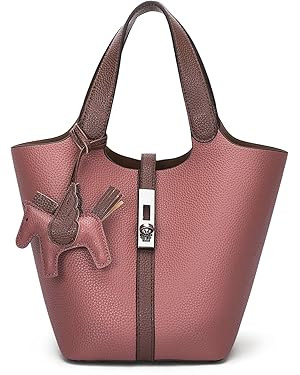 Tote Bag for Women Vegan Leather Bucket Purse for Women Top Handle Handbag Shoulder Bag with Deta... | Amazon (US)