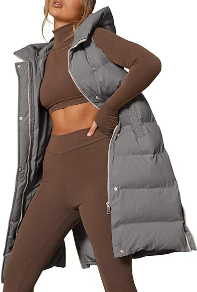 Inorin Womens Down Vest with Stand Collar Thick Hooded Sleeveless Long Coats Jacket | Amazon (US)