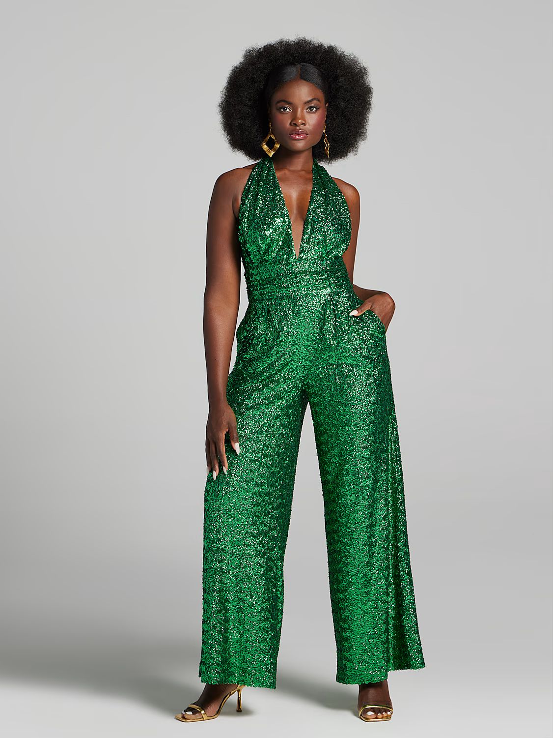 Makayla Sequin Halterneck Jumpsuit - Gabrielle Union Collection - New York & Company | New York & Company